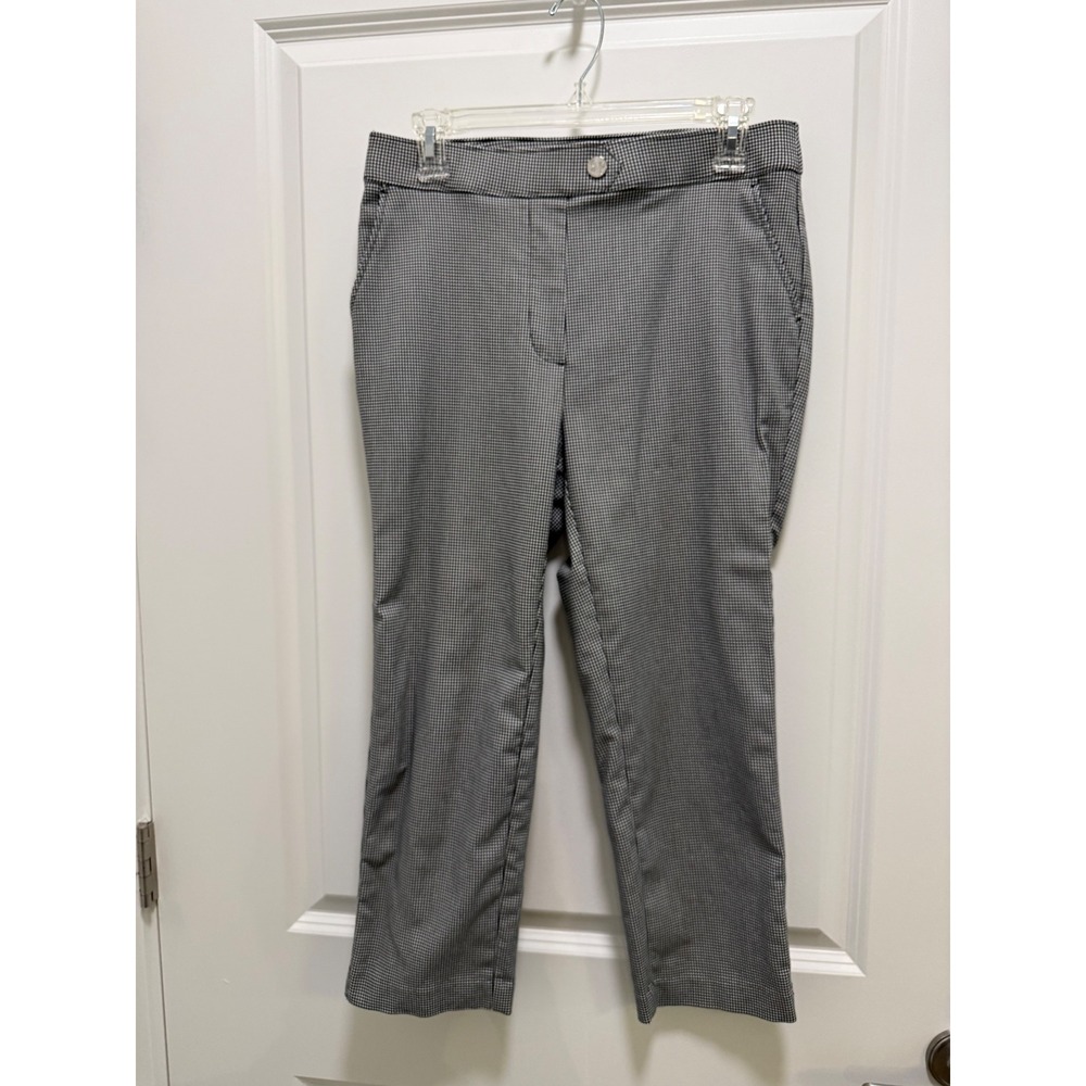 Rafaella Womens Houndstooth Ankle‎ Pants Black White Micro Check Size 6 Career